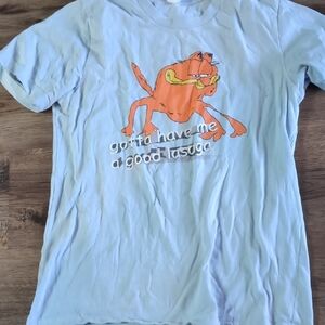 Blue Kids Shirt with Orange Cartoon Print